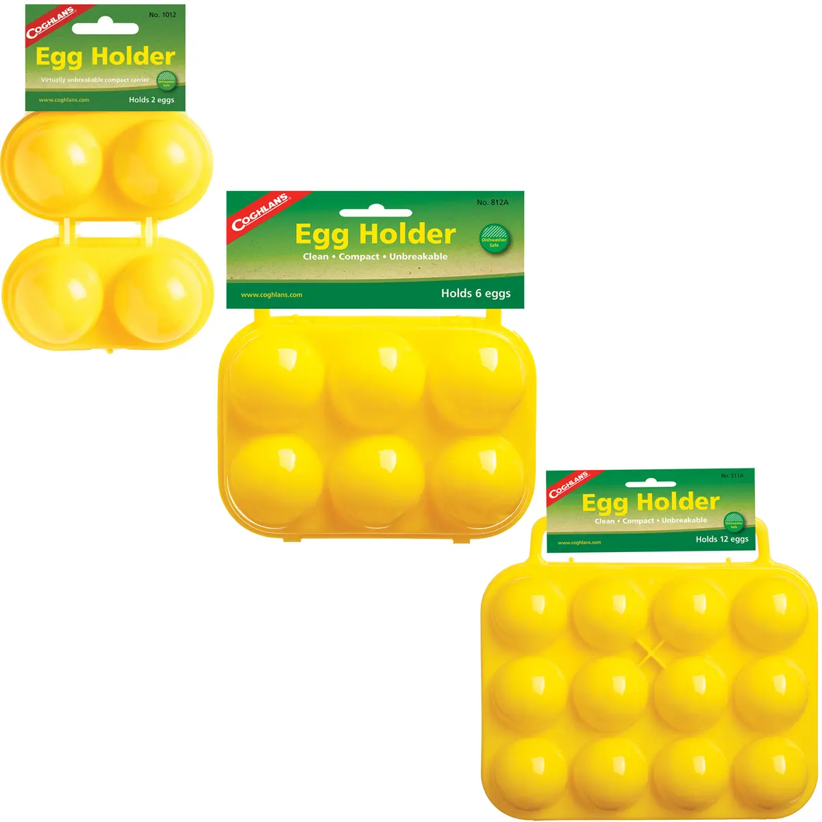 Coghlan's 2, 6, & 12 Egg Holder, Portable Plastic Carrier and Unbreakable Storage Case for Outdoor Camping & Travel