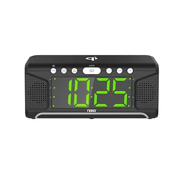 Naxa Dual Alarm Clock with Qi Wireless Charging Function Naxa Dual Alarm Clock with Qi Wireless Charging Function