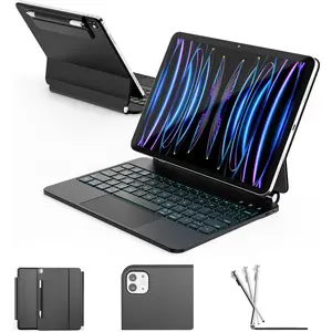 for iPad Air 11 inch Case with Keyboard (M4/M3/M2, 2026/2025/2024), iPad Pro 11 (4th/3rd/2nd/1st Gen) & Air 5/4th Magic Keyboard Case, 11 Colors Backlit, Multi- Trackpad, Black