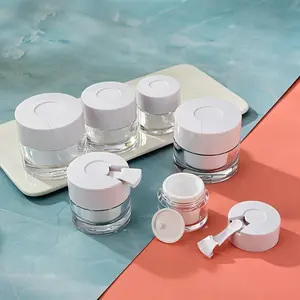 Refillable Cream Jar with Spatula, 1 Count Portable Travel Cosmetic Jar with Lid, Makeup Sample Container for Home & Travel, Skincare Tools