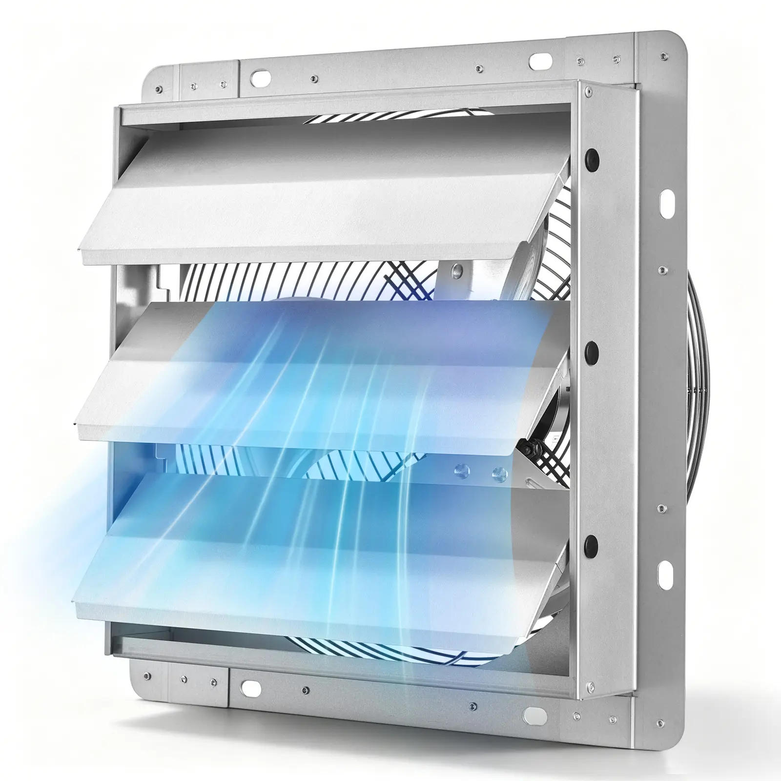 【SummerFinds】VEVOR 12-in Wall-Mounted Shutter Exhaust Fan, 1347 CFM, Automatic Louvers, Sturdy Rust-Resistant Steel Housing, Durable Long-Lasting Low-Noise AC Motor, Weather-Resistant Structure for Attic, Garage, Workshop, Silver