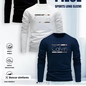 Men's three-piece set with long-sleeved shirt and round-neck casual T-shirt with letter pattern  Suitable for home, dates and outdoor activities