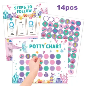 Sticker Chart for Kids Potty Training, Toddler Boys & Girls Potty Chart with Stickers, Mermaid & Car & Farm Themes, Fun Learning Tool, Learning Charts