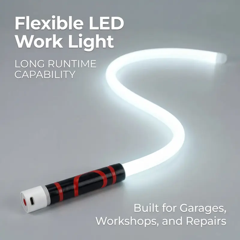 Multi-Functional LED Work Light, Flexible Silicone Inspection Lamp, Portable Handheld Flashlight for Car Repair, Home & Outdoor Lighting