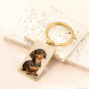 Cazador Custom Photo Picture Keychain Stainless Steel Jewelry Personalized Car Keyring Pet Family Valentine Gift for Women Men