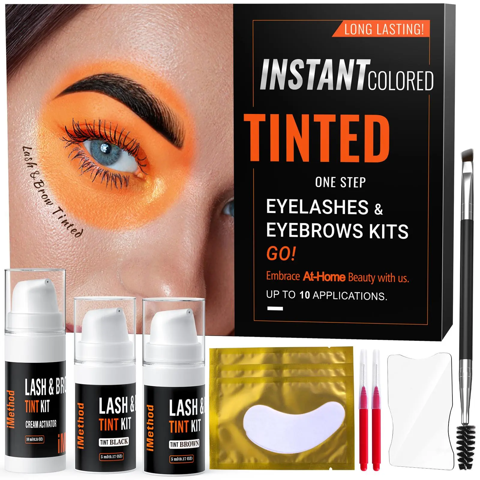 iMethod lash And Eyebrow Tint Kit - Up to 10 Applications - Black and Brown - With Brow Brush, Brow Tint Dark Brown, Longer-lasting Semi-permanent Brow Dye, with Natural Extracts, Complete Brow Tinting Kit Makeup Waterproof ezma lash Cosmetic