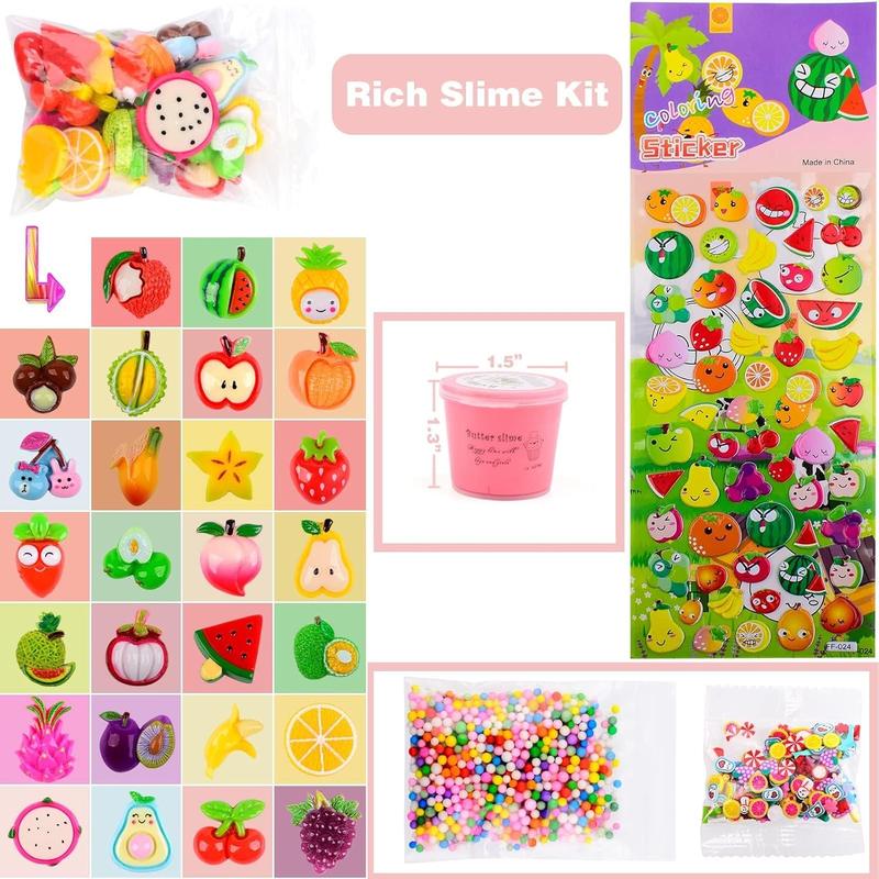 54 Mini Butter Slimes Fruit Slime Kit Non-Sticky Super Soft for Girls Boys 10-12 Birthday Gift DIY Putty Toy Kids Party Favors