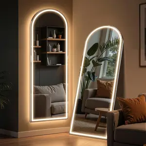 26*71Inches Floor Mirror Stand Mirror Full Length, With LED Lights and No LED Lights Two styles, LED Floor Mirror styles Dimming & 3 Color Lighting 32 * 72 inch Arched Full Length Mirror with LED Lights, Standing