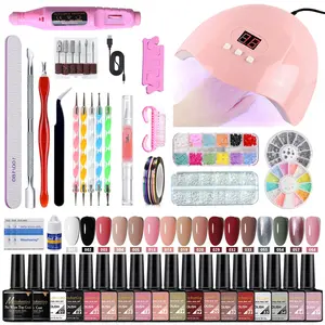 35 Piece Nail Art Set, Gel Polish, Nail Mold Pen Brush, Nail Lamp Tools, Grinding Machine Head Accessories, Five Petal Flower Nail Decorations,Nail art set