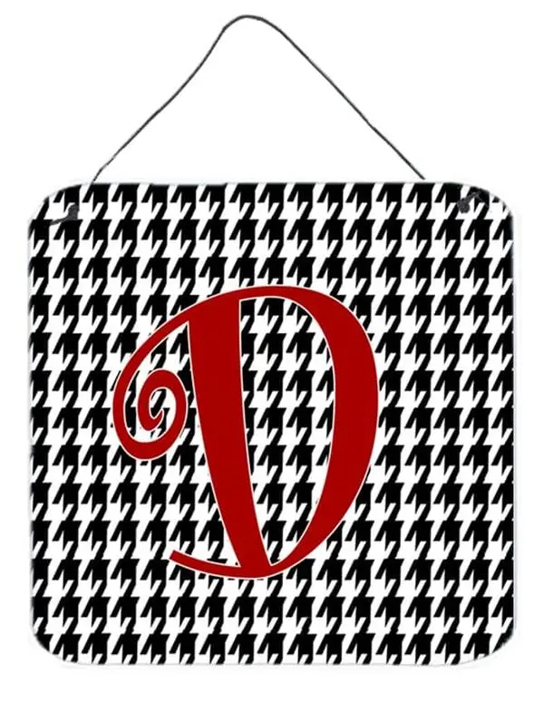 Carolines Treasures CJ1035-DDS66 Letter D Initial Monogram - Houndstooth Black Aluminium Metal Wall Or Door Hanging Prints
