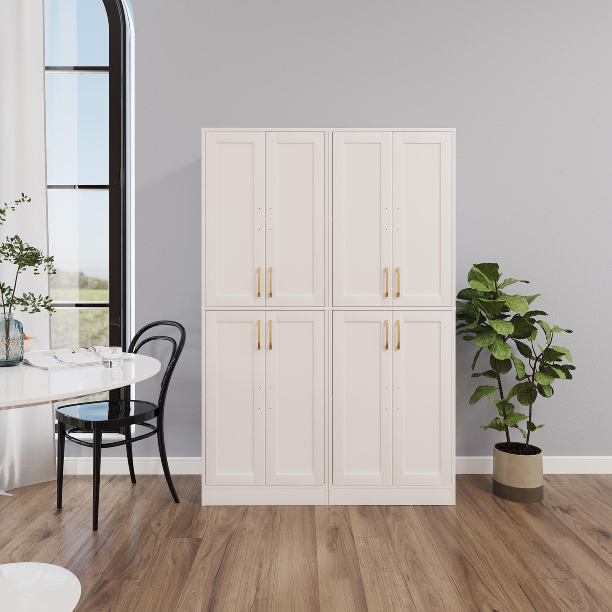 60.6" Tall Kitchen Pantry, Farmhouse StorageCabinet With Adiustable Shelves, Farmhouse PantryCabinet With 4 Doors, For Kitchen, DiningRoom, Living Room Furniture Organizer