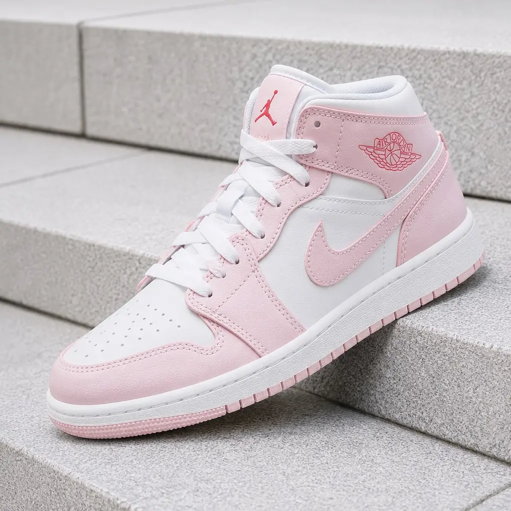 Nike Air Jordan 1 Mid Pink Foam Valentines Day DQ8423-608 GS & Women's Fashion Sneaker New Closed