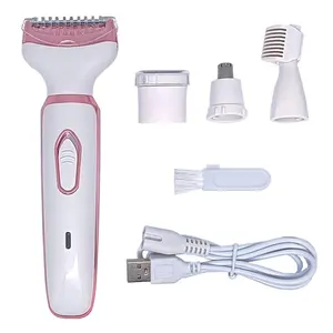 4 in 1 Electric Body Hair Trimmer, 1 Set Portable USB Rechargeable Hair Removal Tool for Face, Nose, Underarm, Eyebrow, Leg and Body