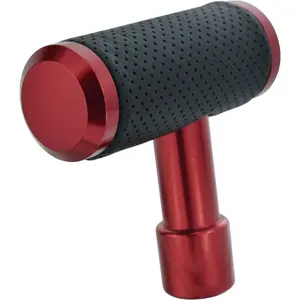 T Handle Shifter  Knob, Joystick Style Alloy Cover with Leather Gear Stick Lever Shift Fit  Automatic Manual Transmissions, Red-Black