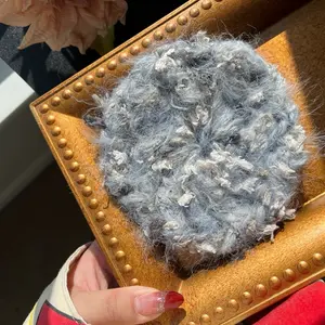 Artivelle Handmade Crochet Hair Scrunchie [Winter Twilight] - Soft Gray Hair Accessory with Decorative Design