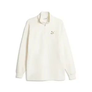 PUMA Mens Classics Fleece Quarter Zip Athletic Outerwear Casual - Off White