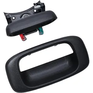 Premium Tailgate Handle Latch and Bezel Trim with Rod Clips For 1999-2007 Silverado,Sierra 1500,2000,3000, Replaces# 15977111, 15228539, 12225400, 12225411