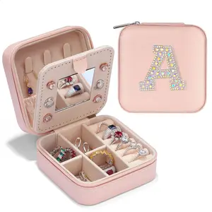 Parima Pink Travel Jewelry Box - Personalized 26-Letter Styles Jewelry Case - Mother's Day Gift - Gift For girl