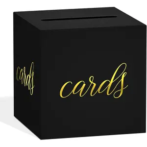 Black  Card Box with  Foil Design,Suitable for parties,  Receiving Box for Birthdays Party, Wedding Receptions, Bridal &  Showers, Graduations, Retirements, Anniversaries