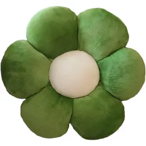 Flower Plush Throw Pillows, Flower Floor Pillow Seating Cushion Toy for Reading, Room, Watching TV (11.8", Dark Green)