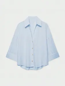 Women's Spring Summer Fashion Casual Lapel Simple Versatile Wide Sleeve Shirt, Stylish Ladies' Clothing for Daily Wear