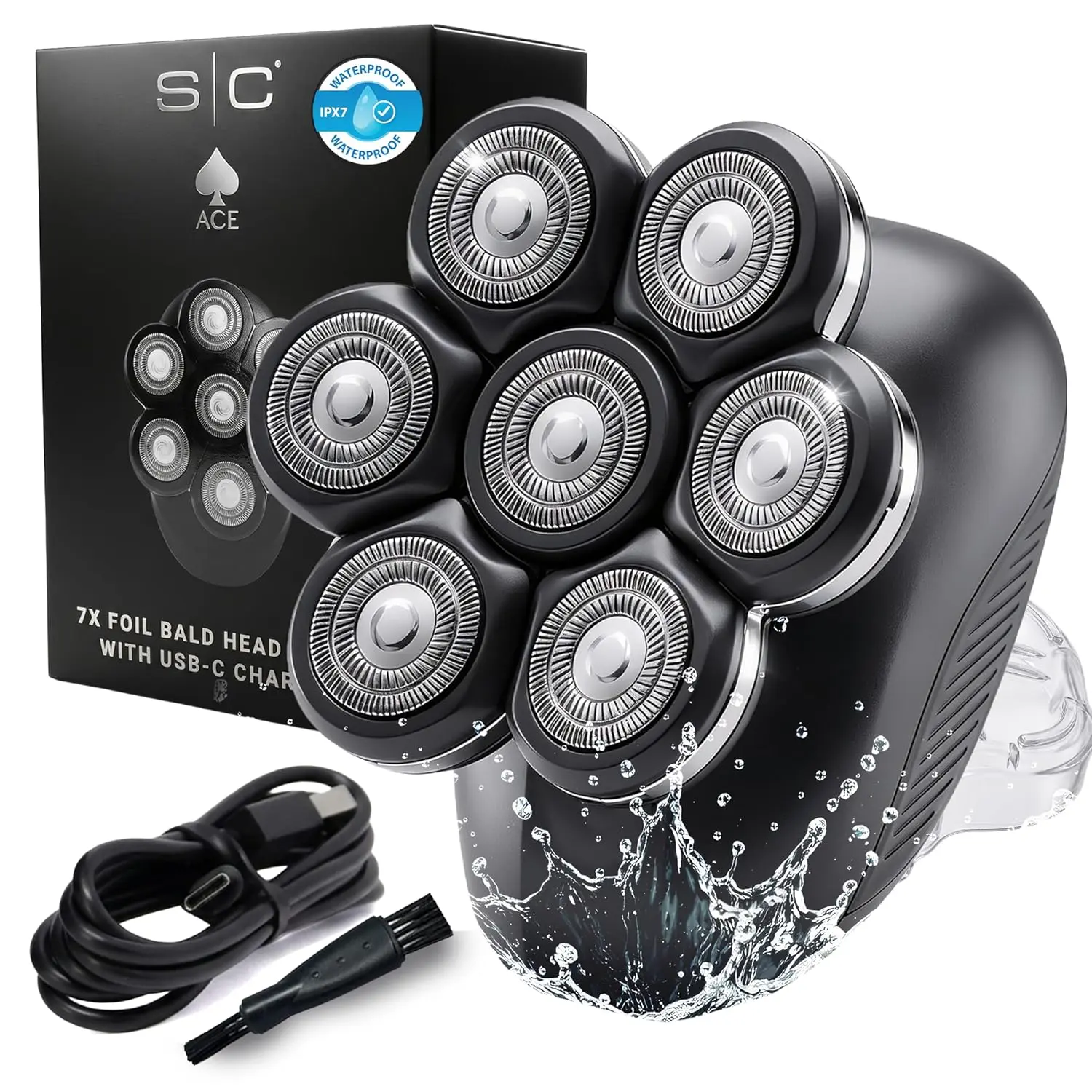 StyleCraft Ace Bald Head Shaver - Professional 7X Foil Bald Head Cordless Shaver with Supercharged Motor Lightweight Water Proof StyleCraft Ace Bald Head Shaver - Professional 7X Foil Bald Head Cordless Shaver with Supercharged Motor Lightweight Water Proof