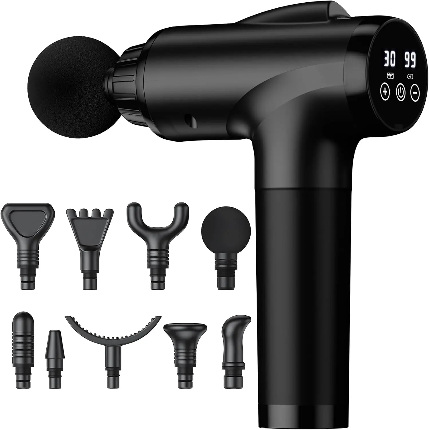 OLsky Massage Gun Deep Tissue 30 Speeds 9 Attachments Handheld (Black) | Electric Muscle Massager, High-intensity Percussion, Massage Device for Pain Relief, Quiet and Powerful, Ideal for Recovery