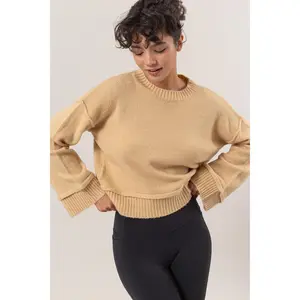 HYFVE Round Neck Dropped Shoulder Ribbed Sweater