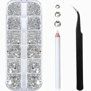 Essential Nail Art Kit with Rhinestone Accessories, Includes Tweezers and Dotting Pen, Perfect for Home Manicure, Complete Set