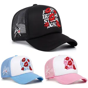 NEW HATS lip print Embroidered Hip Hop Breathable Unisex Baseball Cap Trucker Cap For Women And Men Casual Outing Hat Outdoor Activities Adjustable Snapback Cap