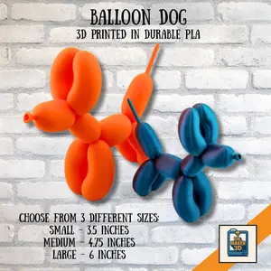 AIRPUP 3D Printed Plastic Balloon Dog Sculpture - Lightweight Pop Art Decor, Art Toy for Entryway Home Statue