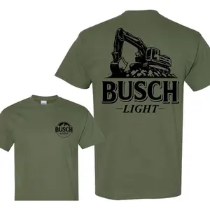 [Sale Up To 30%] Busch Light Excavator T-Shirt - Unisex Heavy Cotton Tee – Perfect for Work, Blue Collar Workers, Excavator Jobs and Operators, Outdoor Activities, Beer Lovers, Construction Theme & Casual Wear, Gift Idea, Perfect for Construction Workers