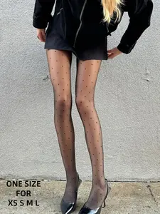 Women's Polka Dot Pattern Fitted Pantyhose, Lightweight Breathable Design, Perfect for Spring & Fall Season, Ideal Gift Idea