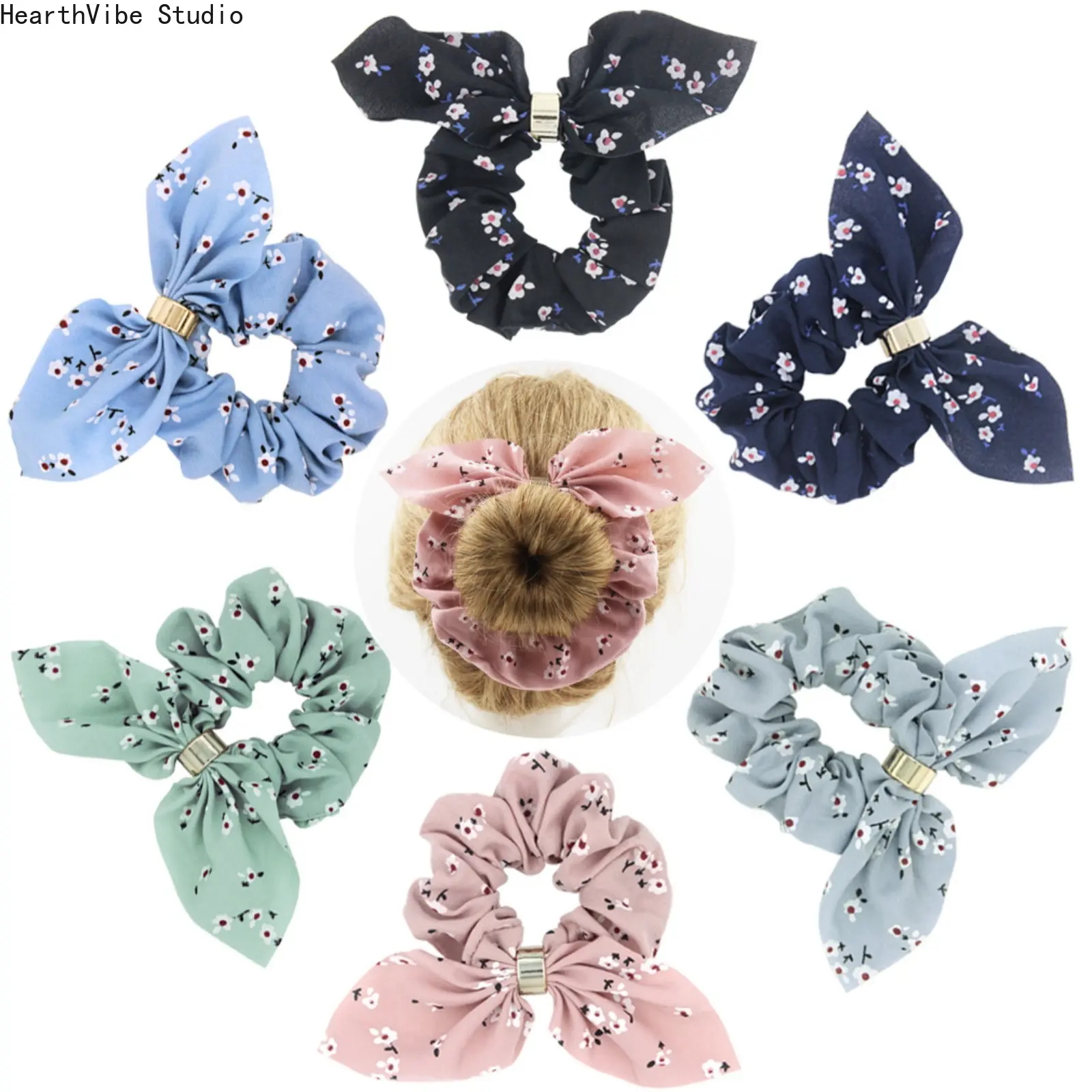 Girls' Elastic Fiber Fashion Headwraps with Cute Animals Pattern, Set Includes a Bow Tie & Animal Ear Designs, Includes Bow Tie & Rabbit Ears, Polyester, Headband, All Seasons, Sports, Elastic Polyester Fiber Sports Headbands, Fashion Headbands