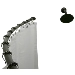 212 MAIN Steel Curved Shower Rod - Oil Rubbed Bronze, Bathroom Fixture Accessory for Home Improvement, Stainless, Vintage