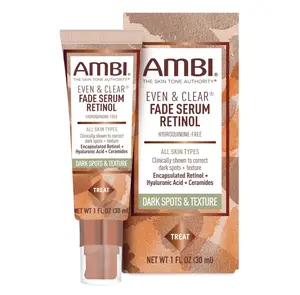 Ambi Even & Clear Fade Serum, Hyperpigmentation Treatment, Hydroquinone-free, Dark Spot Corrector, Results In As Little As 4 Weeks, Retinol, Hyaluronic Acid, Niacinamide, Ceramides, 1 Fl Oz