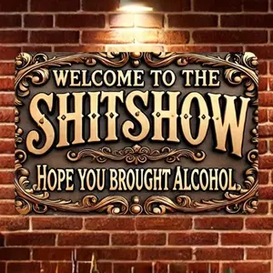 Wooden Wall Sign, Vintage Welcome To The Shitshow Sign, Ornate Swirls Wall Decor for Bar Cafe, Vintage Plaque Decor, Wall Decor Supplies