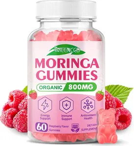 Moringa Gummies - Pure Moringa Leaf Supplement for Adults, Energy, Immune & Skin Health Superfood, Rich in Essential Vitamins, Antioxidants & Amino Acids, Sugr-Free, Raspberry Flavor, 60 Count