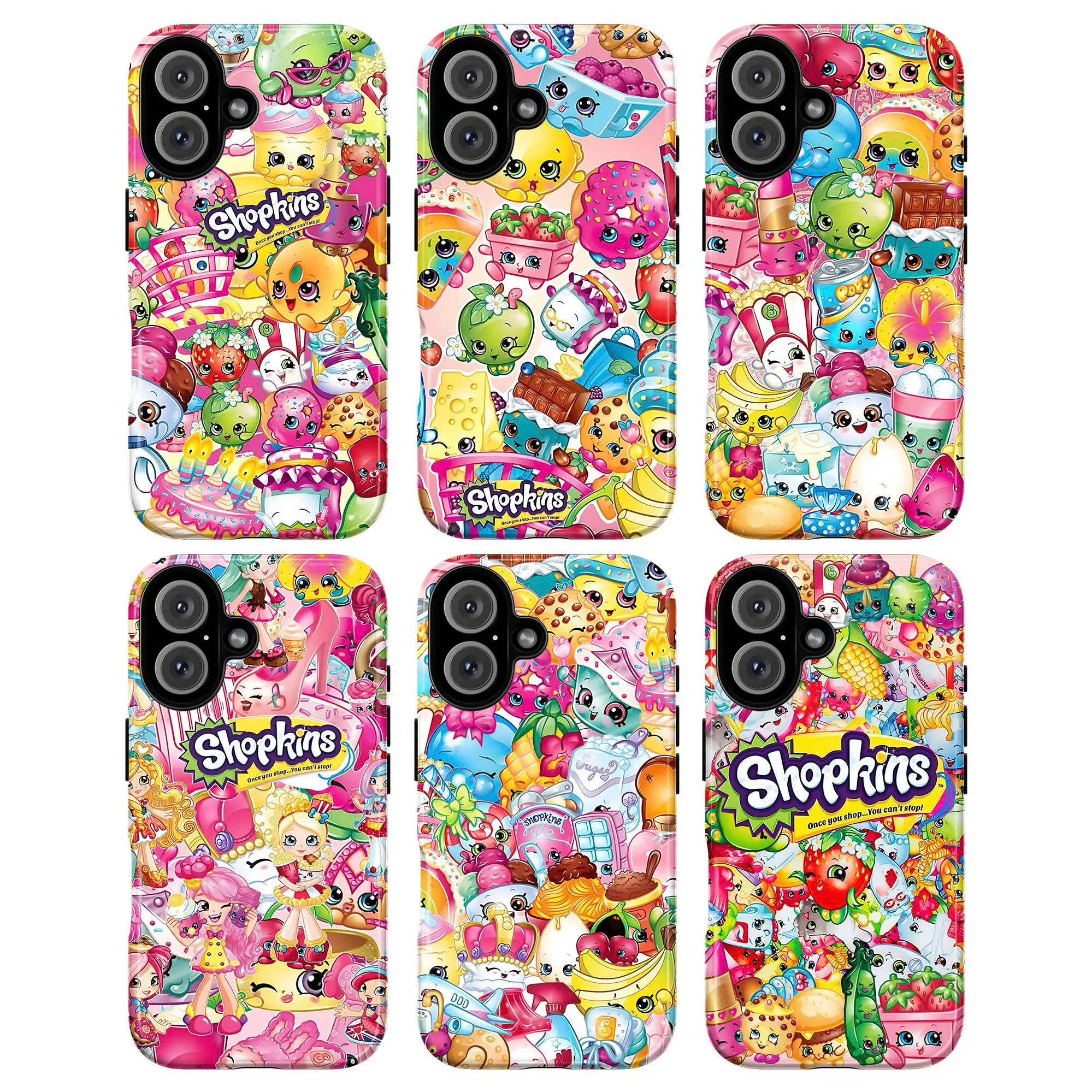 Cute Shopkinss Phone Case, Kawaii Cartoon Anime Character Phone Cover for iPhone 11–17 & Galaxy S21–S26, Y2K Coquette Aesthetic Tough Case, 2000s Nostalgia Gift for Her Girls & Teens