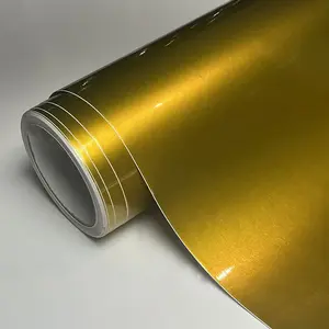 Ultra Glossy Amber Gold Glitter Metallic Vinyl Wrap Film Roll With Air Release Self Adhesive Car Motorcycle DIY Decal Sticker Vinyl Decals