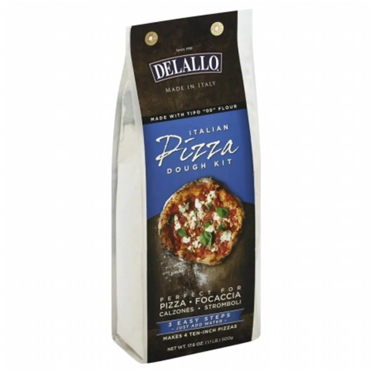 DELALLO Authentic Italian Pizza Dough Kit - 1 kg, Easy Prep, Makes 4 Pcs, Home Kitchen Cooking Accessories for Baking