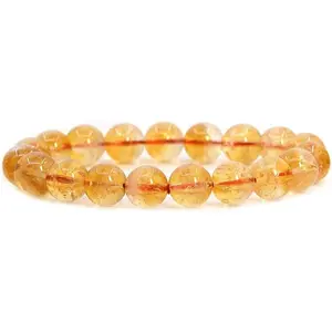 Natural Citrine Gemstone 10mm Round Beads Stretch Bracelet 6.5" Unisex