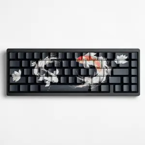 ULTRAEQUIP Lucky Koi Thick PBT Keycap Set, 130-Keys Cherry-Shape Dye-Sub Keycaps with Side Printing, Backlighting, Glow Effect & Shine-Through, Compatible with 60%/75%/100% MX Switch Mechanical Keyboards