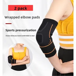 2 Pack Unisex Fitness Elbow Pads Nylon Wrapped Arm Bandage Enhanced Support Anti-Sprain Sports Elbow Brace for Men & Women Protective Gear Arm Compression Sleeves Wrist Wraps