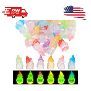 30 Pcs Luminous Mini Resin Gnomes, Tiny Gnomes Fairy Garden Statues Glow in The Dark