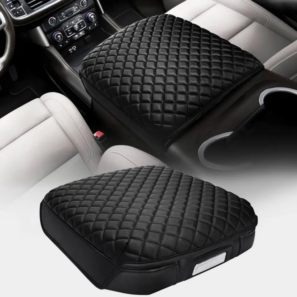 Center Console Armrest Cover for Chevy Chevrolet Silverado & GMC Sierra 2019-2025, Tahoe & Suburban & Yukon 2021-2025, Bucket Seat, PU Leather Arm Rest Lid Cushion, Anti-Scratch, Black Nissan Frontier Center Console Cover Car Armrest Cover, Bucket Seat Fi