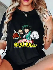 100% Cotton Bakugo and Midoriya Fight Pose Anime T-Shirt