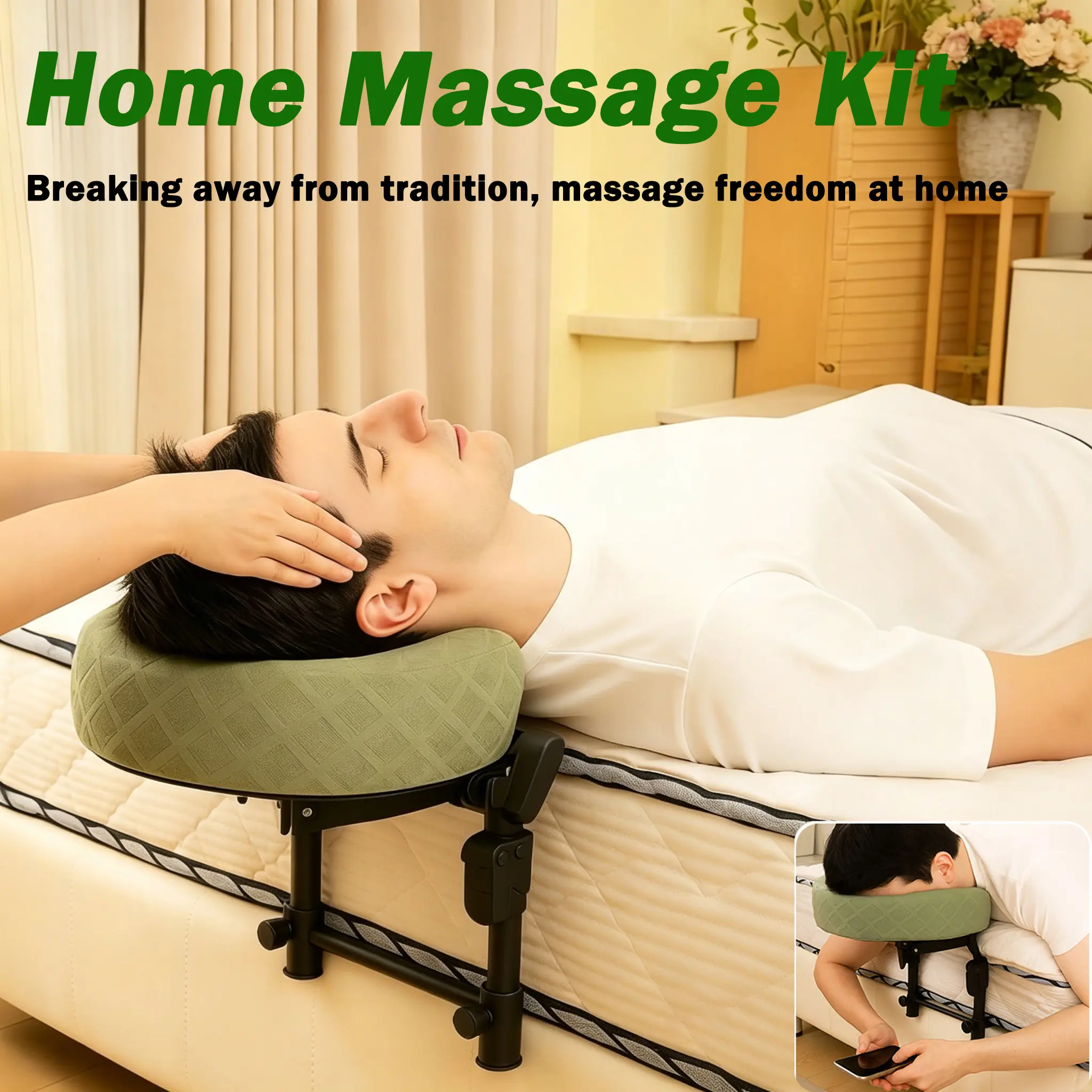 Massage Headrest for Bed, Foldable Adjustable Massage Face Cradle at Home, Portable Massage Table Kit for Sleeping Mattress, Face Down Pillow After Eye Surgery, Ergonomic Memory Foam, Ideal Birthday Holiday Gift For Family Members
