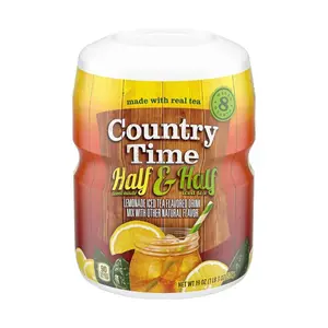 3x Country Time Canister Half Iced Tea & Half Lemonade - Arnold Palmer Mix Hydration Drink Powder Flavoring Soft Summer Refreshing Beverage Party Picnic Essentials Bulk Lot Bundle Wholesale Refreshment Kitchen Pantry 19oz 3ct Pack