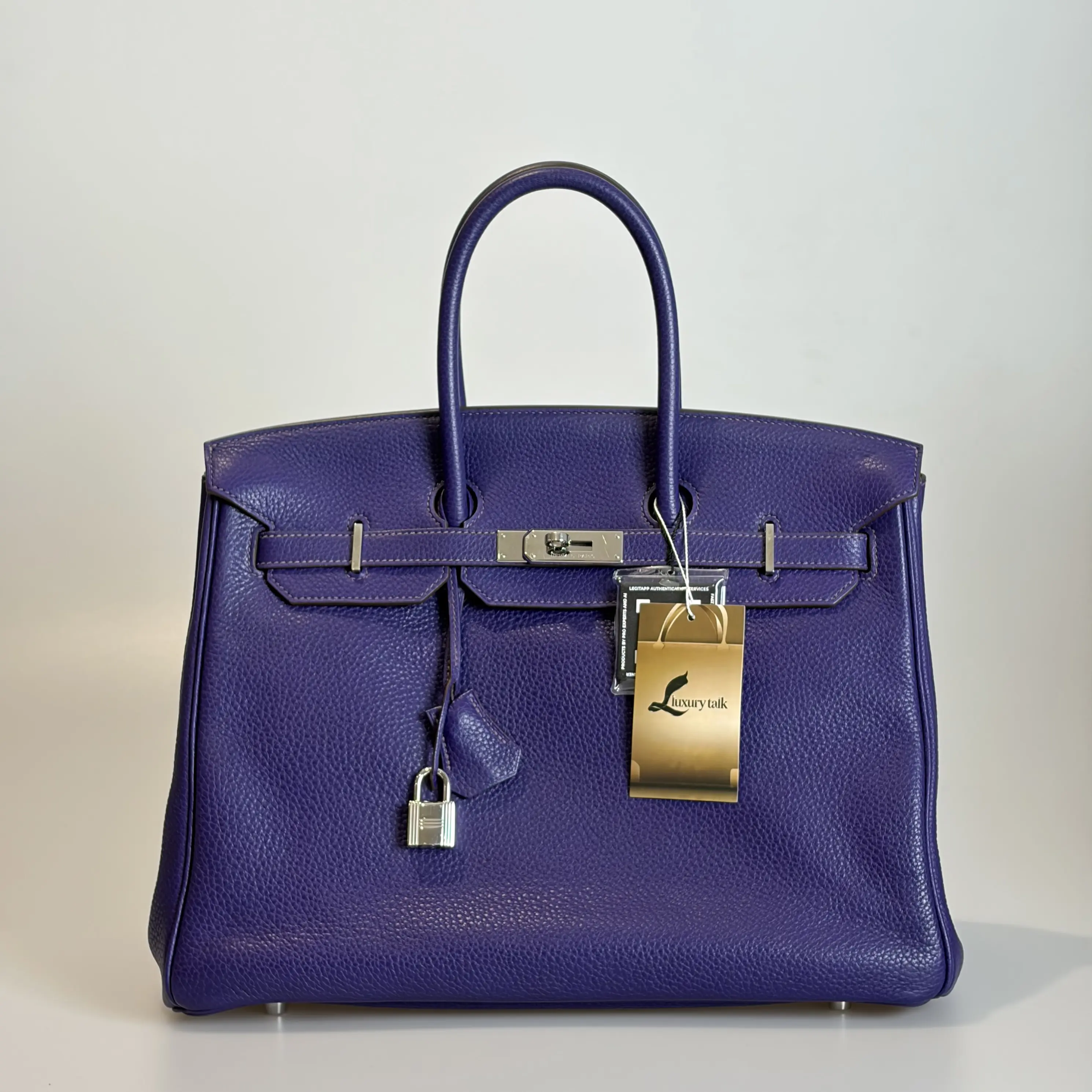 Pre-owned HERMÈS Togo Top Handle Bag Hermes Birkin 35 Iris Purple 9K Silver tone Clasp 17845466 Sold As Is / Final Sale